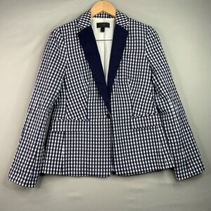 J. Crew Navy Gingham Blazer with Contrasting Lapel - Women's Size 6